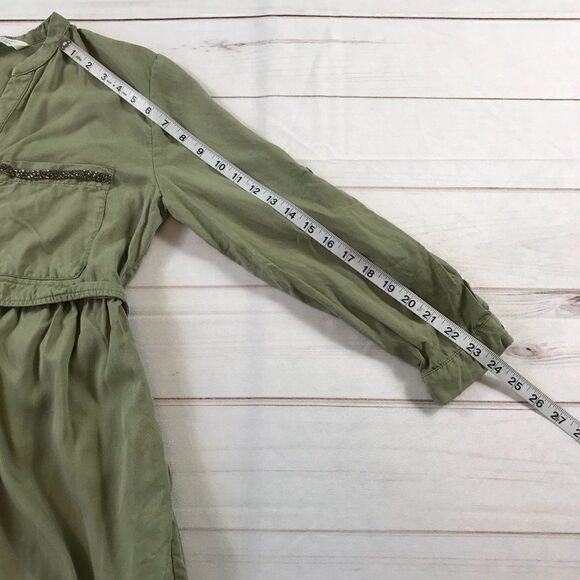 Zara Women Green Shirt Dress Medium - Picture 12 of 14